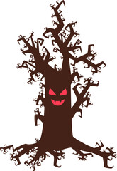 Sticker - Bloody Monster Tree Flat Icon In Brown Color.