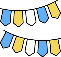 Poster - Flat Arrow String Flag Icon In Yellow And Blue Color.