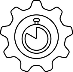 Poster - Black Linear Style Stop Clock With Cogwheel Icon.