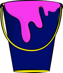 Sticker - Pink Water Color Bucket Flat Icon.