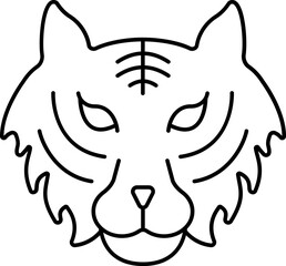 Poster - Black Thin Line Art Of Tiger Face Icon.