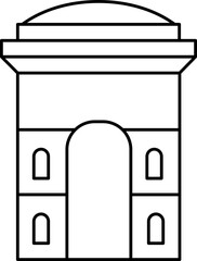 Sticker - Black Outline Illustration Of India Gate Icon.