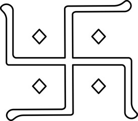 Sticker - Illustration Of Swastika Symbol Icon In Black Line Art.