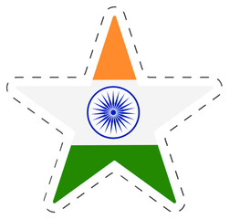 Poster - Star Shape Indian Nation Flag Sticker In Tricolor.