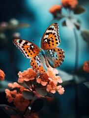 Sticker - vertical wallpaper. butterfly sits on a flower.