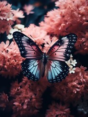 Poster - vertical wallpaper. butterfly sits on a flower.