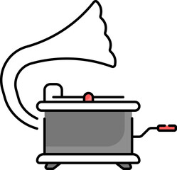 Sticker - Grey And Red Gramophone Icon In Flat Style.