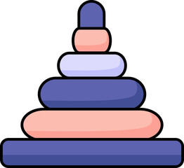 Poster - Ring Pyramid Toy Icon In Blue And Pink Color.