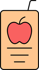 Sticker - Apple Juice With Straw Icon In Red And Orange Color.