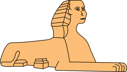 Sticker - Orange Sphinx Egypt Statue Icon In Flat Style.