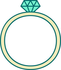 Sticker - Diamond Ring Icon In Turquoise And Yellow Color.