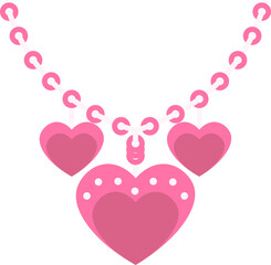 Sticker - Heart Shaped Necklace Icon In Pink Color.