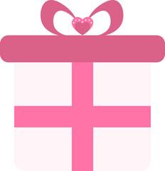 Sticker - Isolated Gift Box Icon In Pink Color.