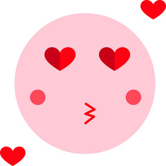 Poster - Heart Eye With Kissing Love Emoticon Face Pink And Red Icon.