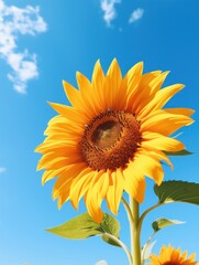 Aufkleber - vertical wallpaper. sunflower against the blue sky.