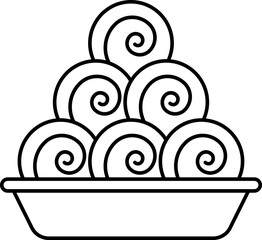 Sticker - Murukku Indian Dish Plate Line Art Icon.