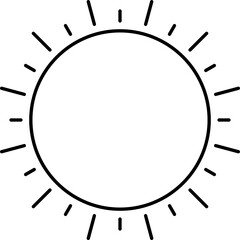 Sticker - Black Line Art Illustration of Sun Icon.