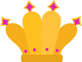 Sticker - Pink And Yellow Crown Icon In Flat Style.