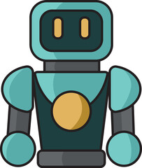 Sticker - Teal And Yellow Robot Flat Icon.