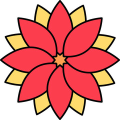 Poster - Red And Yellow Water Lilly Icon In Flat Style.