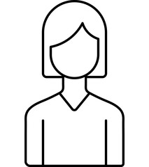 Poster - Faceless Smart Girl With Short Hair Black Outline Icon.