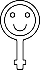 Sticker - Smiley Face Female Gender Line Art Icon Or Symbol.