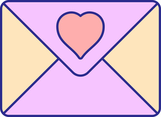 Poster - Yellow And Pink Love Message Card Flat Icon.