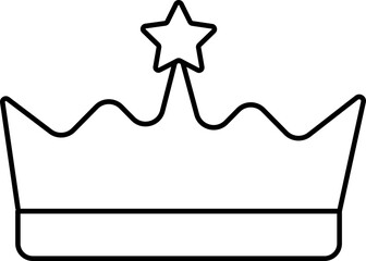 Sticker - Black Linear Style Star Crown Icon.