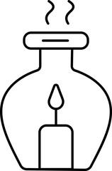 Wall Mural - Burning Aromatic Candle Jar Icon In Line Art.