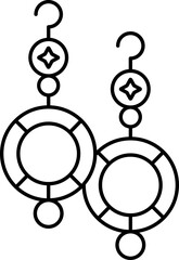 Poster - Circle Earrings Hang Flat Icon In Black Line Art.