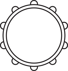 Sticker - Illustration Of Tambourine Icon In B&w Color.