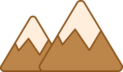 Wall Mural - Illustration Of Snow Cover Mountains Icon In Brown Color.