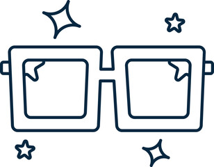 Poster - Isolated Goggles And Stars Icon In Blue Thin Line Art.