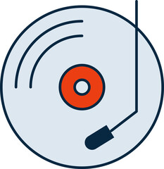 Poster - Grey And Orange Vinyl Player Flat Icon.