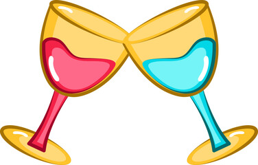 Sticker - Illustration Of Beautiful Cheers The Glass Icon In Flat Style.