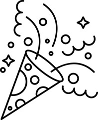 Sticker - Bursting Party Popper Icon In Thin Line Art.