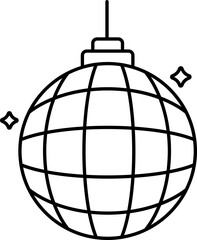 Wall Mural - Isolated Illuminate Disco Ball Hang Icon In Black Outline.