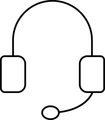 Sticker - Isolated Headphone With Mic Icon In Stroke Style.