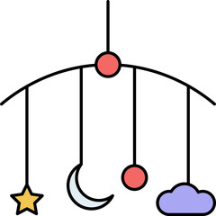 Poster - Hanging Cloud Mobile Crib Colorful Icon.