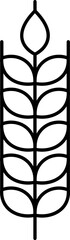 Wall Mural - Isolated Wheat Stem Icon In Black Outline.