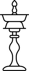 Poster - Burning Ancient Oil Lamp (Diya) Stand Black Outline Icon.