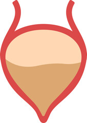 Sticker - Red And Orange Bladder Anatomy Flat Icon.