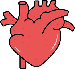 Poster - Flat Human Heart Structure Icon In Red Color.