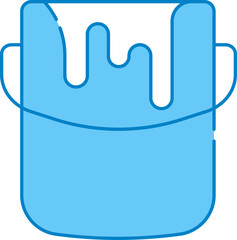 Sticker - Flat Style Paint Bucket Icon In Blue And White Color.