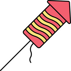 Poster - Red And Yellow Firecracker Rocket Flat Icon.