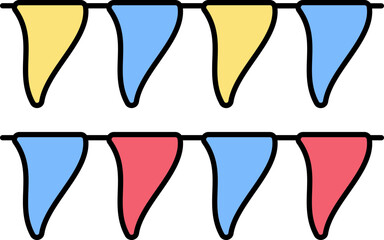 Wall Mural - Tricolor Bunting Flags Icon In Flat Style.