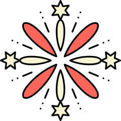 Sticker - Red And Yellow Stars Fireworks Icon Or Symbol.