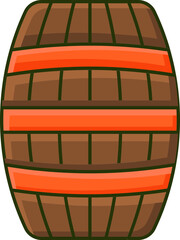 Sticker - Orange And Brown Wine Barrel Icon In Flat Style.