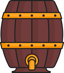 Sticker - Orange And Brown Beer Barrel Flat Icon.