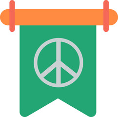 Wall Mural - Isolated Peace Bookmark Ribbon Tag Icon In Green And Orange Color.